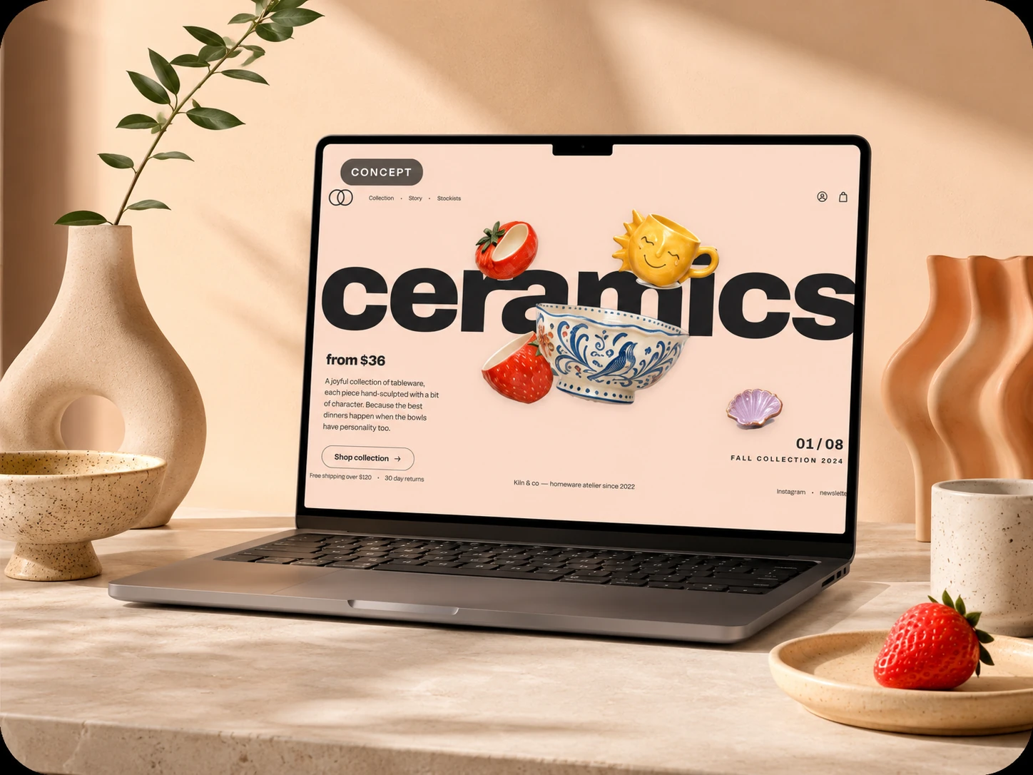 The Ceramics concept commerce website designed and built by Solis Digital